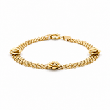 10K Yellow Gold Bismark Roses Bracelet Women's