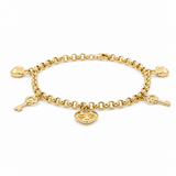 10K Yellow Gold with Charms Bracelet Women's