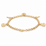 10K Yellow Gold with Charms Bracelet Women's
