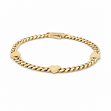 10K Yellow Gold Monaco with Heart Bracelet Women's