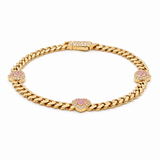 10K Yellow Gold Monaco with Heart Bracelet Women's