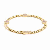 10K Yellow Gold Monaco with Heart Bracelet Women's