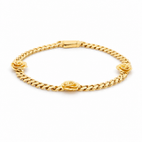 10K Yellow Gold Monaco with Flower Bracelet Women's