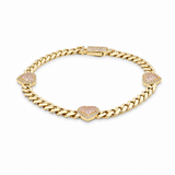 10K Yellow Gold Monaco with Heart Bracelet Women's