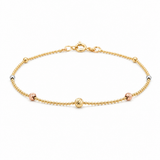 10K Tri Color Gold Diamond Cut Bracelet Women's