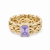 10K Yellow Gold Byzantine with square Purple Fashion Women's Ring