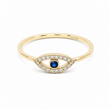 10K Yellow Gold Blue Eye Fashion Women's Ring