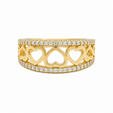 10K Yellow Gold Hearts Fashion Women's Ring