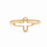 10K Yellow Gold Cross Fashion Women's Ring