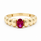 10K Yellow Gold Oval Red Fashion Women's Ring