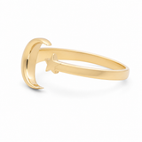 10K Yellow Gold Moon and Star Fashion Women's Ring