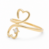 10K Yellow Gold Heart Fashion Women's Ring