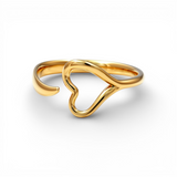 10K Yellow Gold Heart Fashion Women's Ring