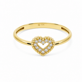 10K Yellow Gold Heart With CZ Fashion Women's Ring