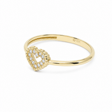 10K Yellow Gold Heart With CZ Fashion Women's Ring