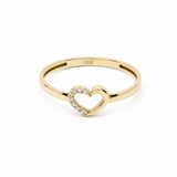 10K Yellow Gold Heart With CZ Fashion Women's Ring