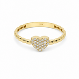 10K Yellow Gold Heart With CZ Fashion Women's Ring