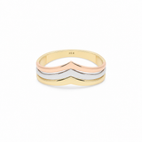10K Yellow Gold Tri Color Fashion Women's Ring