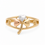 14K Tri Color Gold Clover Fashion Women's Ring