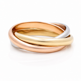 14K Tri Color Gold Bands Fashion Women's Ring