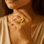 14K Yellow Gold Flower Women's Ring