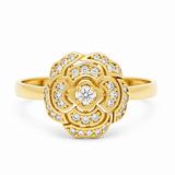 14K Yellow Gold Flower Fashion Women's Ring
