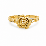 14K Yellow Gold Flower With Link Fashion Women's Ring