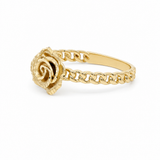 14K Yellow Gold Flower With Link Fashion Women's Ring