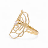 14K Yellow Gold Flower Fashion Women's Ring