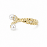 14K Yellow Gold White Pearl With Cz Fashion Women's Ring