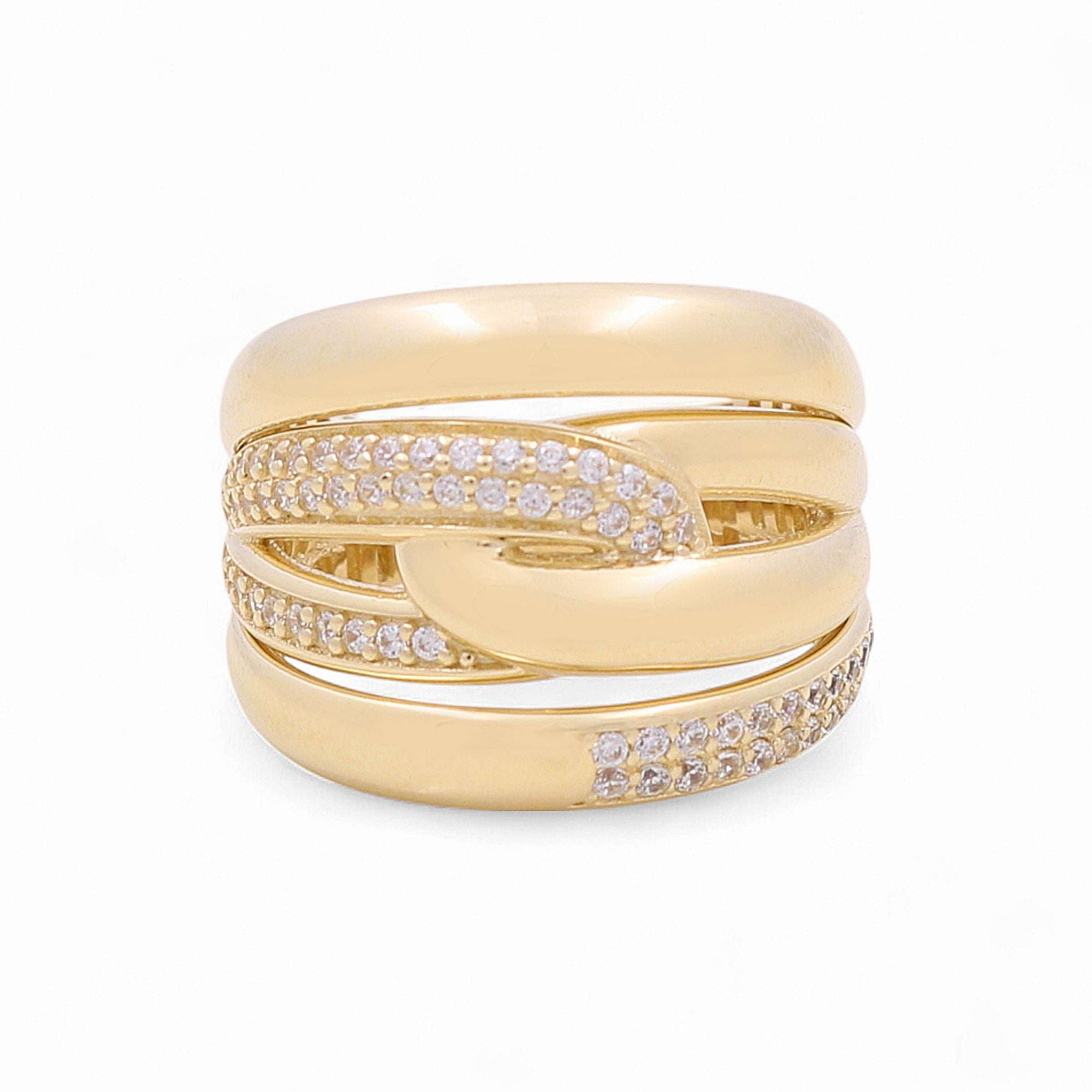 14K Yellow Gold Fashion with Cz Women's Ring