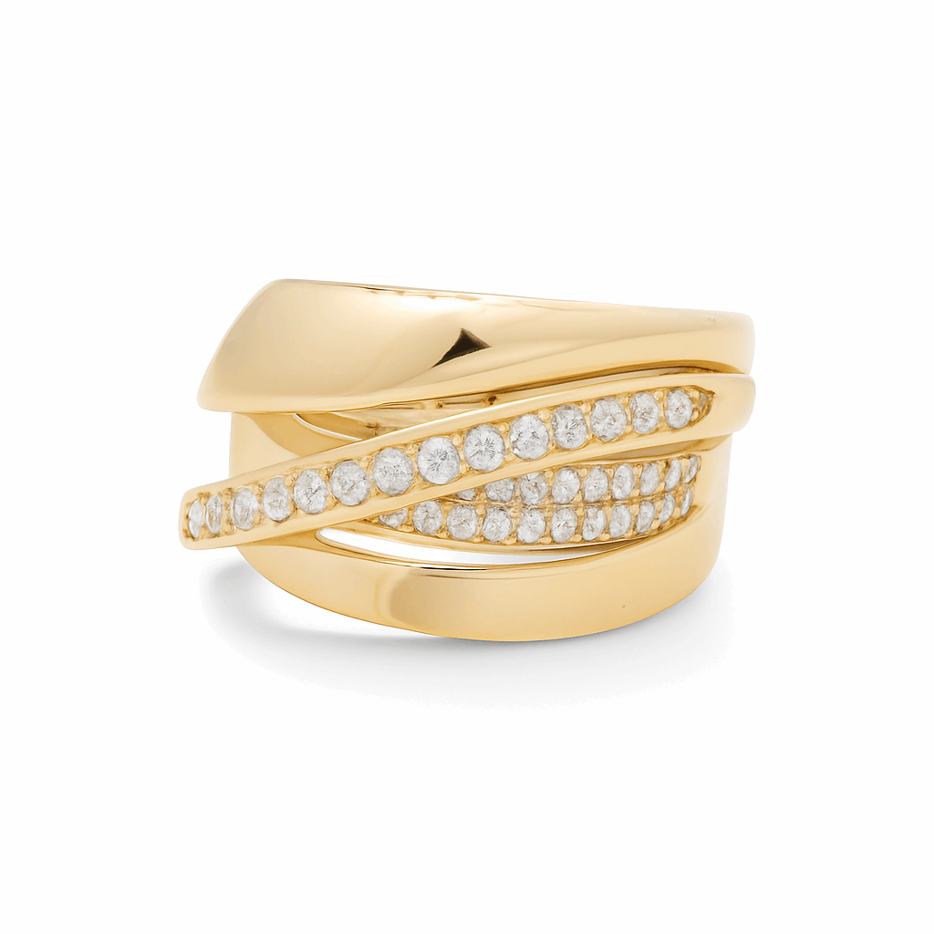 14K Yellow Gold Fashion with Cz Women's Ring