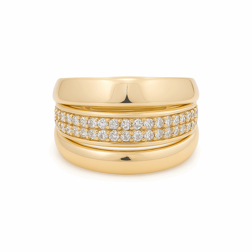 14K Yellow Gold Fashion with Cz Women's Ring