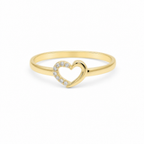14K Yellow Gold Heart With Cz Fashion Women's Ring