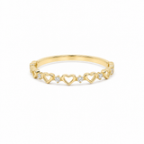 14K Yellow Gold Hearts With Cz Fashion Women's Ring