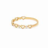 14K Yellow Gold Hearts With Cz Fashion Women's Ring