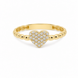 14K Yellow Gold Heart With Cz Fashion Women's Ring