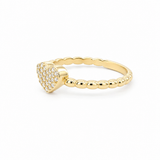 14K Yellow Gold Heart With Cz Fashion Women's Ring