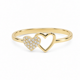 14K Yellow Gold Two Hearts With Cz Fashion Women's Ring