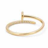 14K Yellow Gold Nail with Cz Fashion Women's Ring