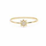 14K Yellow Gold Sun With Cz Fashion Women's Ring