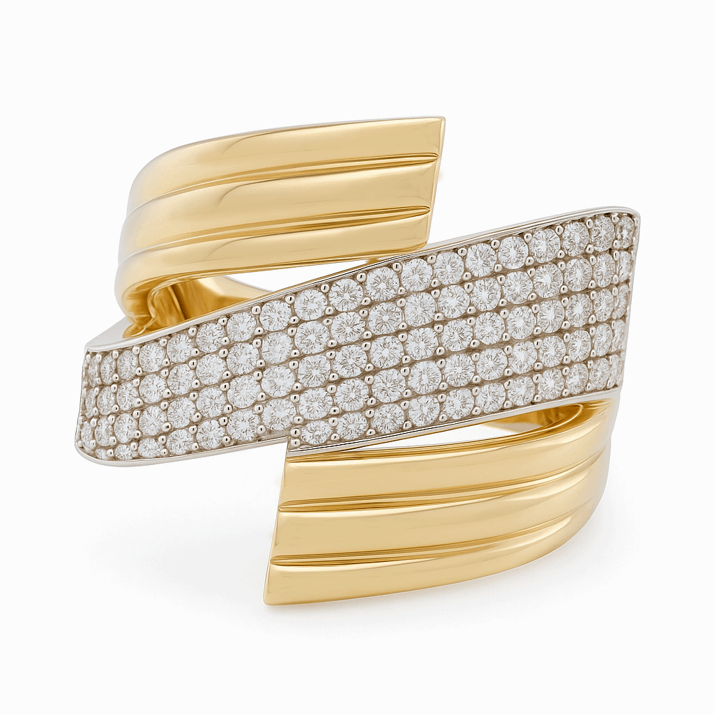 10K  Two Tone White/Yellow Gold Fashion with  Cz Women's Ring