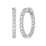 14K White Gold  Medium Hoop Earrings with 5.00Tw Round Lab Grown Diamond