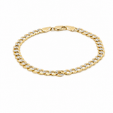 14K Two Tone White/Yellow Gold Curb Bracelet