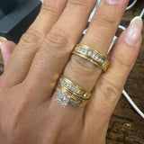 Yellow gold 10k trio set with 0.75 twt if natural diamonds