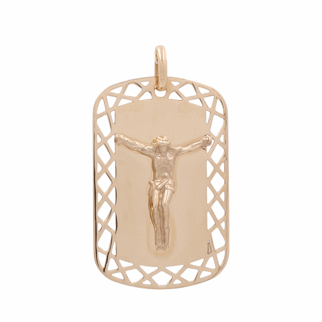 14K Yellow Gold Jesus Medal Unisex Pendant