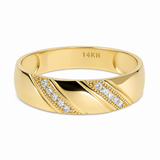 14K Yellow Gold  Wedding Band with Cz