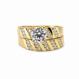 14K Yellow Gold Bridal Set with Cz Fashion Women's Ring