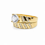 14K Yellow Gold Bridal Set with Cz Fashion Women's Ring