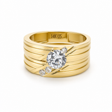 14K Yellow Gold Bridal Set with Cz Fashion Women's Ring